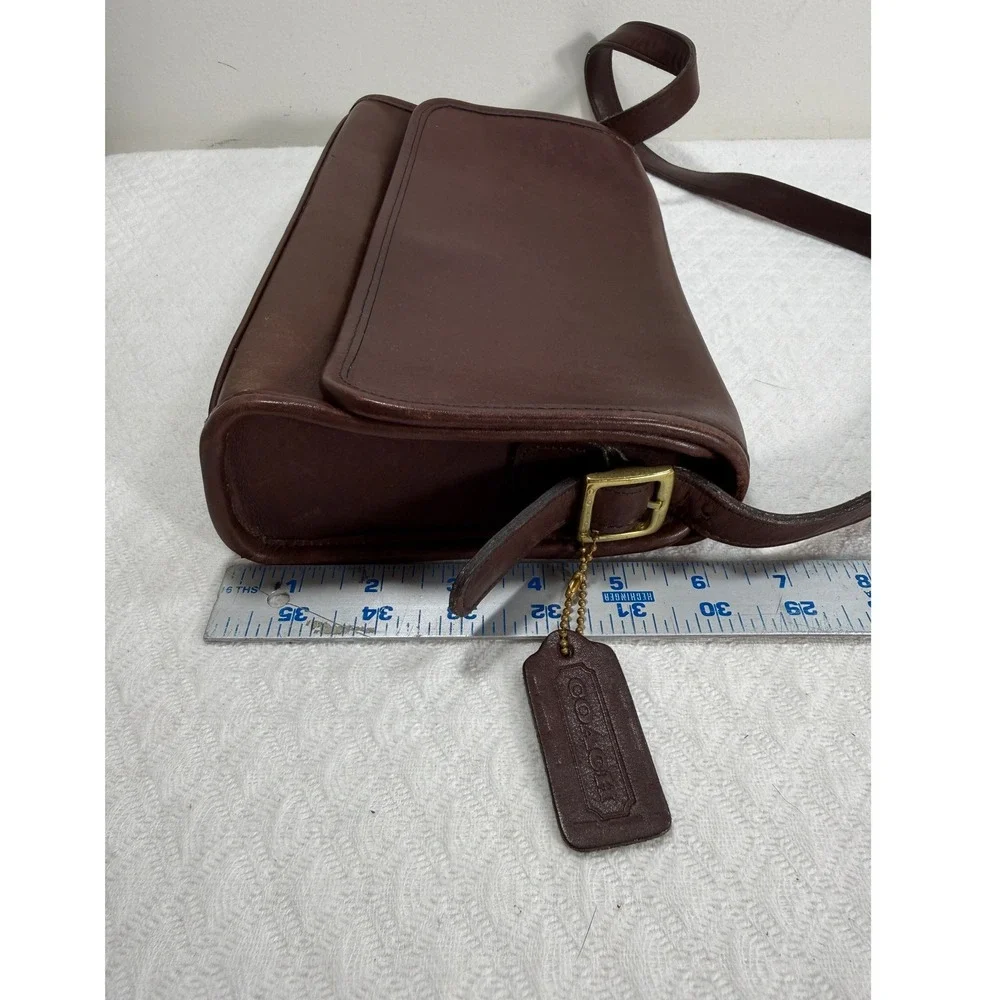 Vintage Coach Mahogany Leather Shoulder Bag Made USA 90s Flap Handbag B9D 9072